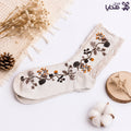 Floral Pattern Socks-Beige